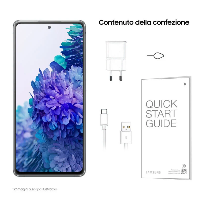 Samsung Galaxy S20 FE 4G, Processore Snapdragon 865, Display 6.5" Super AMOLED, 3 fotocamere posteriori, 128 GB Espandibili, RAM 6GB, Batteria 4.500mAh, Hybrid SIM, Cloud White