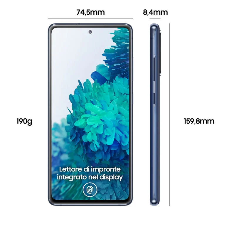 Samsung Galaxy S20 FE 4G, Processore Snapdragon 865, Display 6.5" Super AMOLED, 3 fotocamere posteriori, 128 GB Espandibili, RAM 6GB, Batteria 4.500mAh, Hybrid SIM, Cloud Navy
