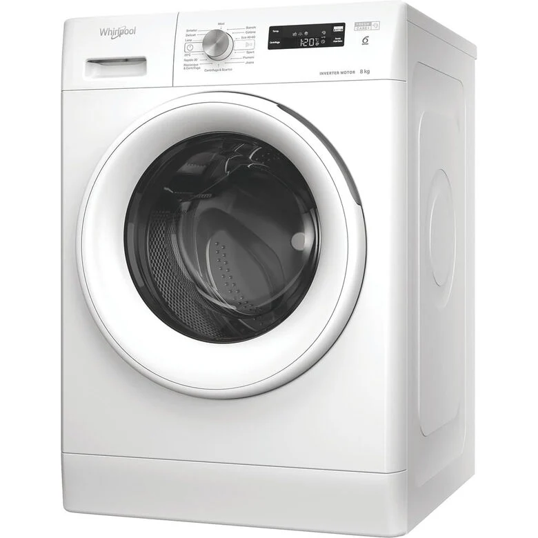 Whirlpool FFS P87 IT Lavatrice A Libera Installazione 8 Kg, 1200 Giri, Classe A-10%, Bianco, Inverter Display Vapore Refresh