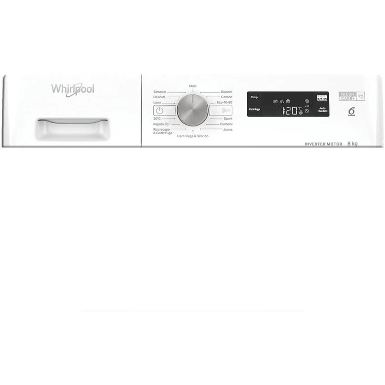 Whirlpool FFS P87 IT Lavatrice A Libera Installazione 8 Kg, 1200 Giri, Classe A-10%, Bianco, Inverter Display Vapore Refresh