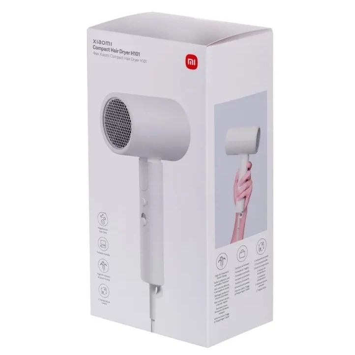 Xiaomi Asciugacapelli Compact Hair Dryer H101 1600W - Pieghevole e Potente - Phon da Viaggio, con Diffusore per styling, 2 livelli di Riscaldamento e Potenza - White/Bianco