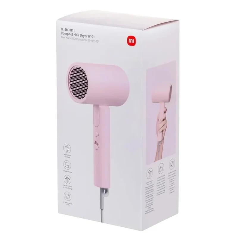 Xiaomi Asciugacapelli Compact Hair Dryer H101 1600W - Pieghevole e Potente - Phon da Viaggio, con Diffusore per styling, 2 livelli di Riscaldamento e Potenza - Pink/Rosa