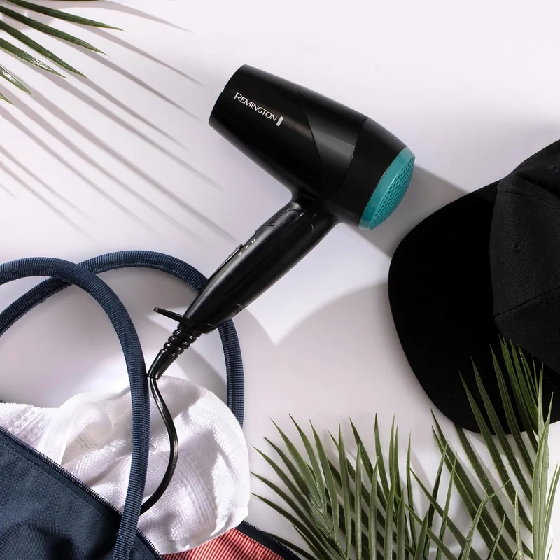 Remington Asciugacapelli 2000W - Pieghevole e Potente - Phon da Viaggio, Bacchetta e Diffusore per styling, 2 livelli di riscaldamento e ventola, On The Go D1500