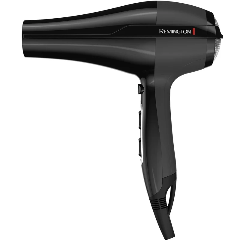 Remington AC5999 Asciugacapelli Professionale agli Ioni, motore di lunga durata 2300W, 3 livelli di riscaldamento, due ugelli per lo styling Phon per Capelli Lisci e Ricci + diffusore, Pro Air Black