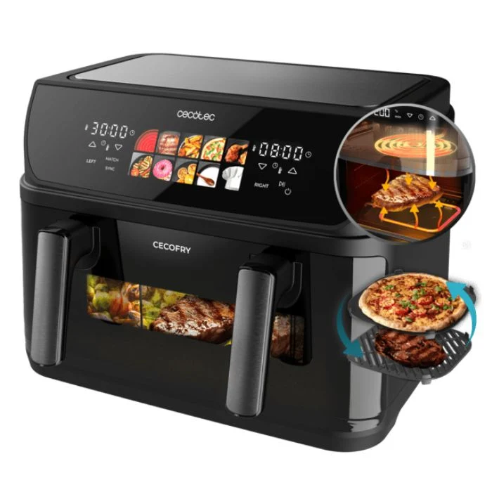 Cecotec Cecofry&grill Duoheat 10000 Friggitrice Ad Aria Doppia Resistenza 10 Litri 2800 W Due Cestelli