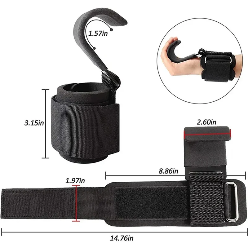 Weight Lifting Hooks with Wrist Straps