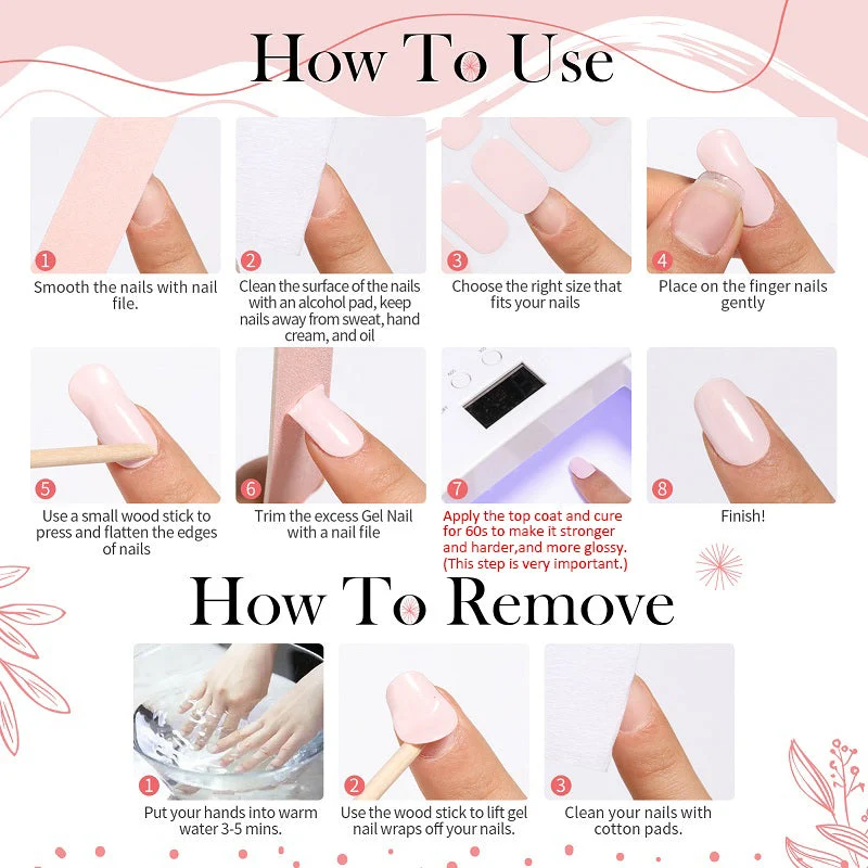 Gel Nail Wraps with UV Lamp Set