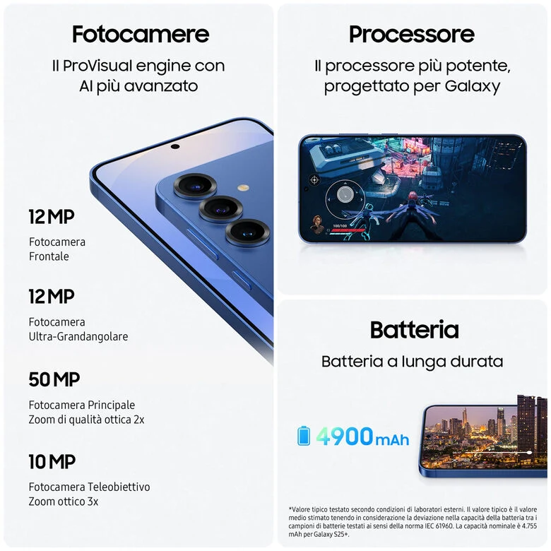 Samsung Galaxy S25+ Smartphone AI, Display 6.7'' QHD+ Dynamic AMOLED 2X, Fotocamera 50MP, RAM 12GB, 256GB, 4.900 mAh, Navy