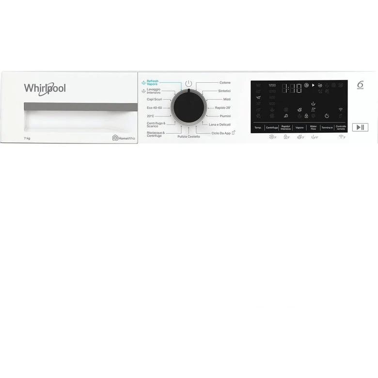 Whirlpool WAM 762WB IT Lavatrice A Libera Installazione 7 Kg, 1200 Giri, Classe A, Bianco