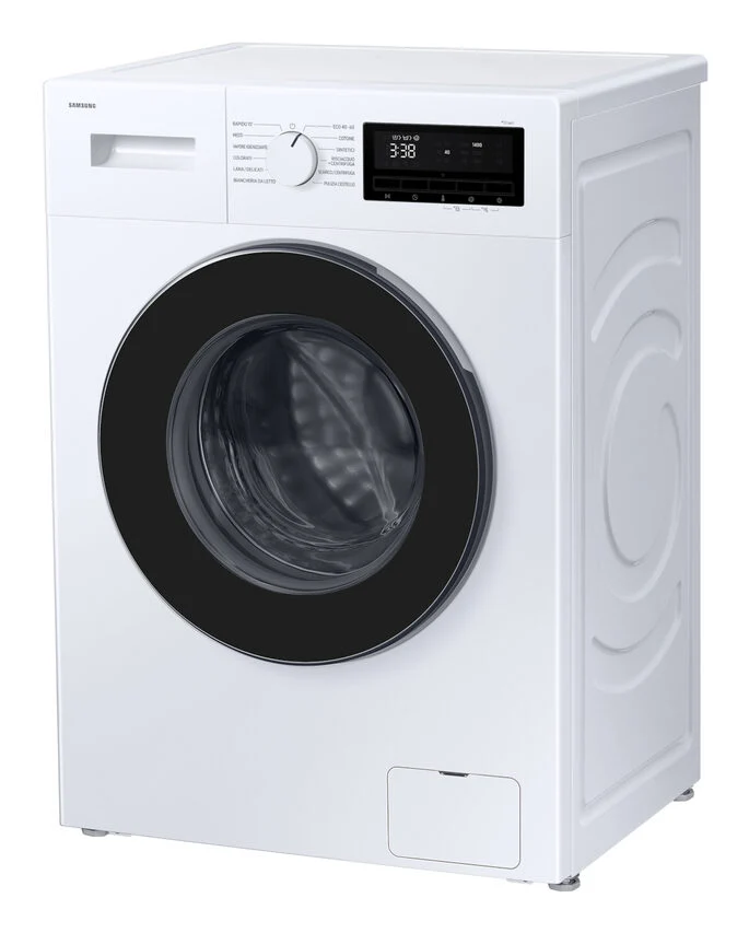 Samsung WW80FG3M05AWET Serie 3000 Lavatrice Slim A Libera Installazione 8 Kg, 1400 Giri, Vapore Igienizzante, Classe A, Bianco