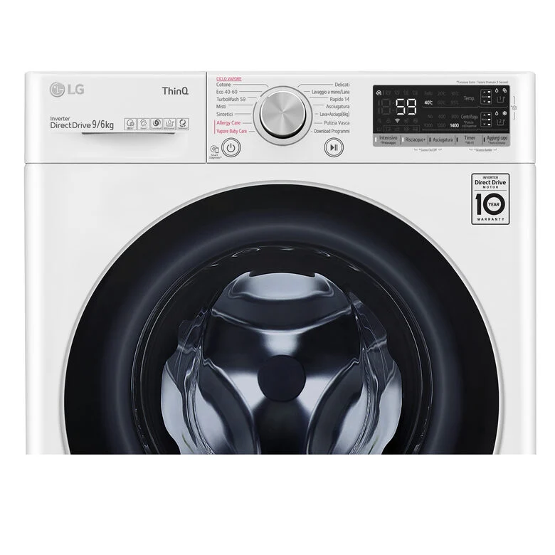 LG F4DV509H1EA Lavasciuga Intelligente AIDD 9/6kg Autodose Vapore 1400 Giri/min Carica frontale Classe E