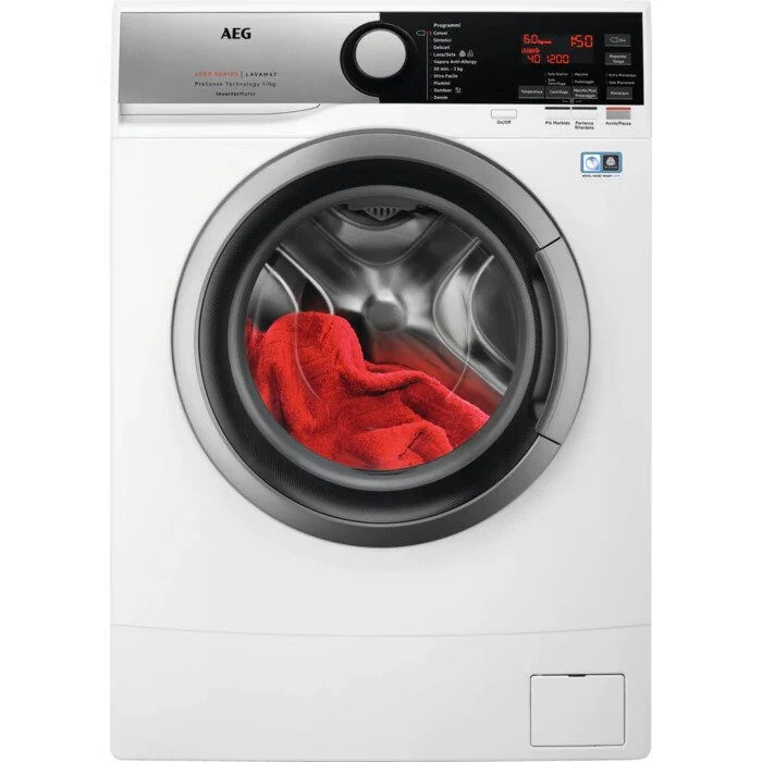 AEG L6SE62W lavatrice Caricamento frontale 6 kg 1200 Giri/min D Nero, Argento, Bianco