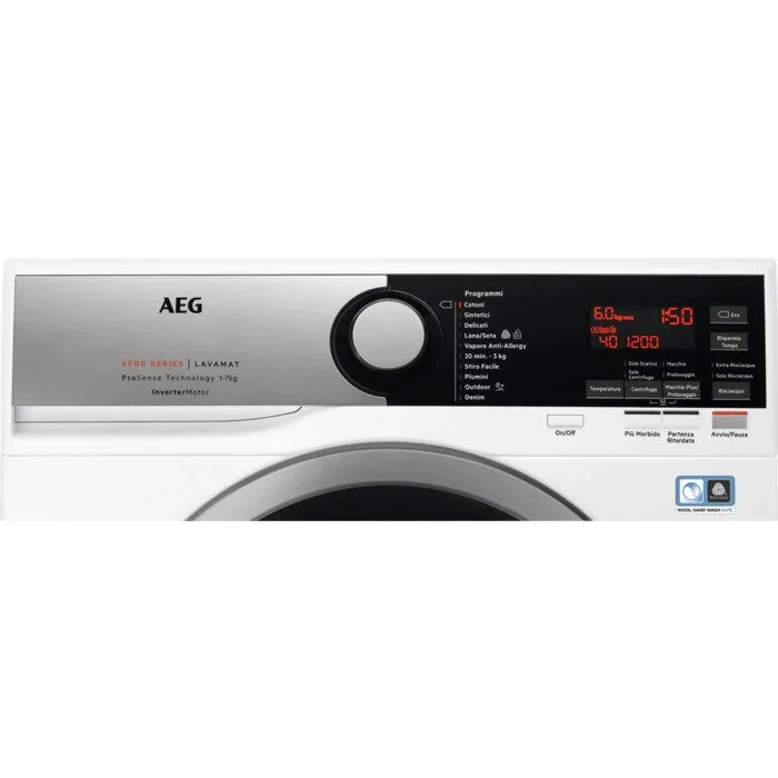 AEG L6SE62W lavatrice Caricamento frontale 6 kg 1200 Giri/min D Nero, Argento, Bianco