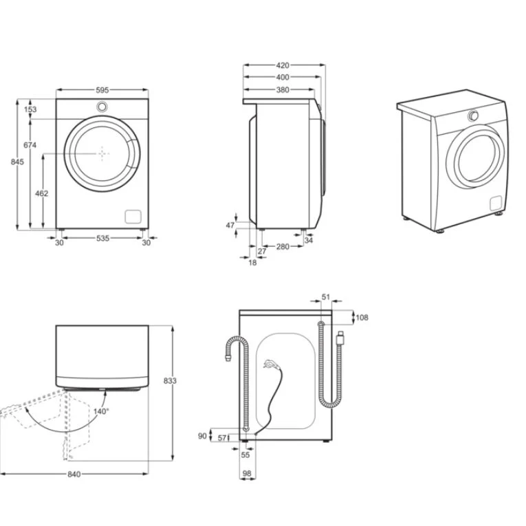 AEG L6SE62W lavatrice Caricamento frontale 6 kg 1200 Giri/min D Nero, Argento, Bianco