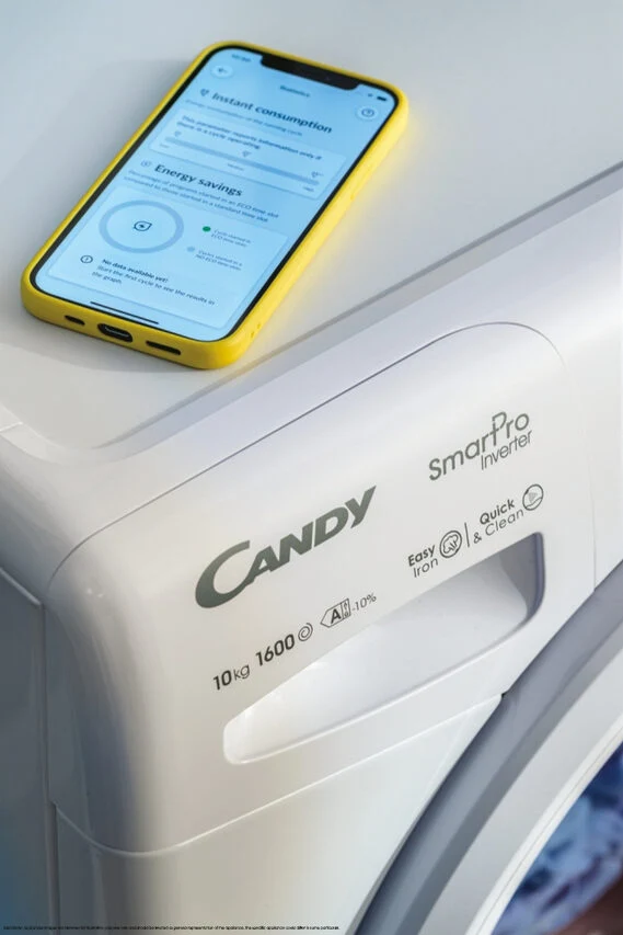 Candy Smart Pro Inverter , Lavatrice Carica Frontale 8 KG, 10% più efficente della classe A, 1200 giri, Bianco, Inverter, Vapore, Wi-Fi, CSO286TWM6/1-S