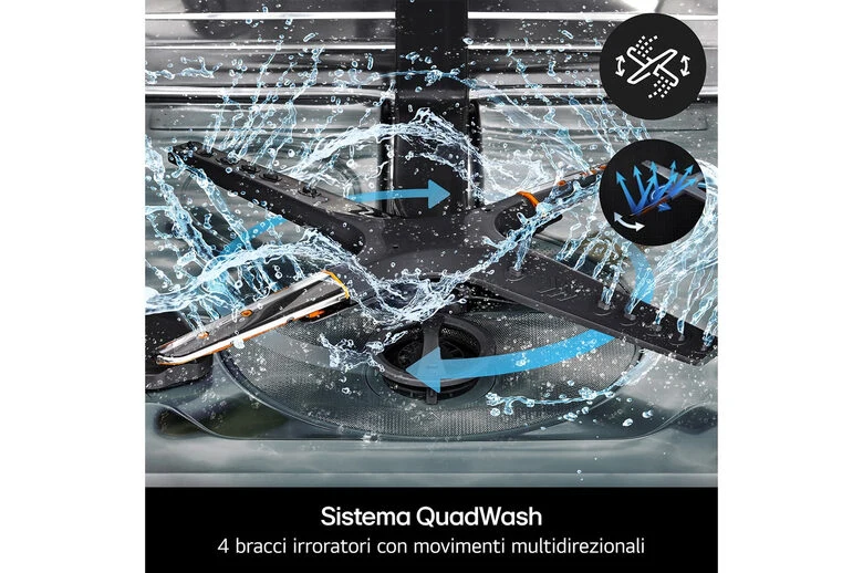 LG QuadWash DB375TXS Lavastoviglie a scomparsa totale Classe A 14 coperti Vapore Wi-Fi