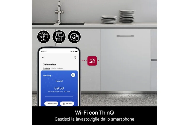 LG QuadWash DB375TXS Lavastoviglie a scomparsa totale Classe A 14 coperti Vapore Wi-Fi