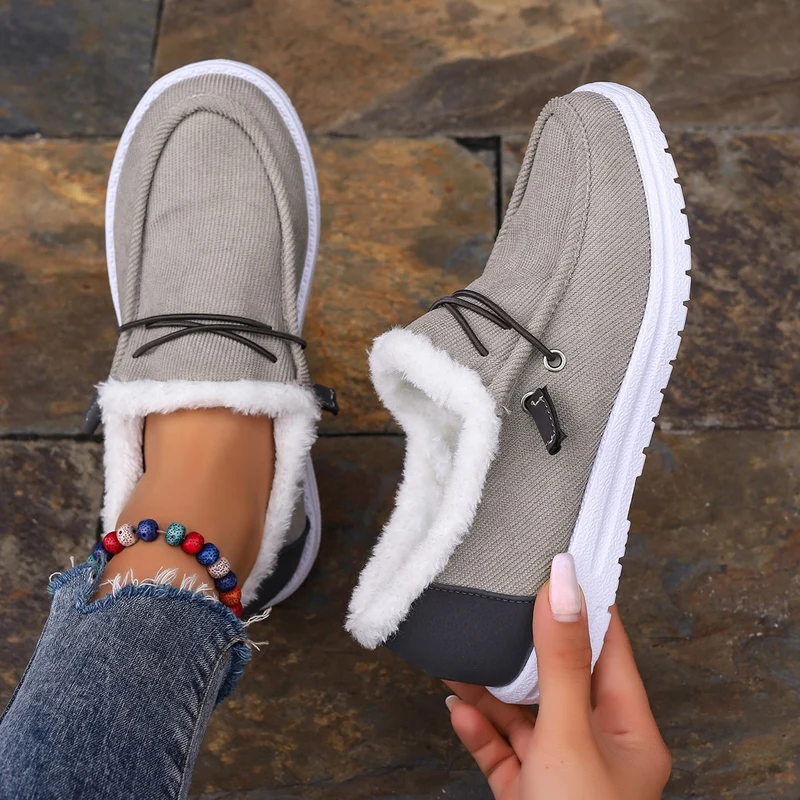 Fleece-Lined Canvas Slip-On Shoes