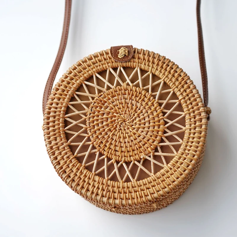 Handwoven Rattan Crossbody Bag