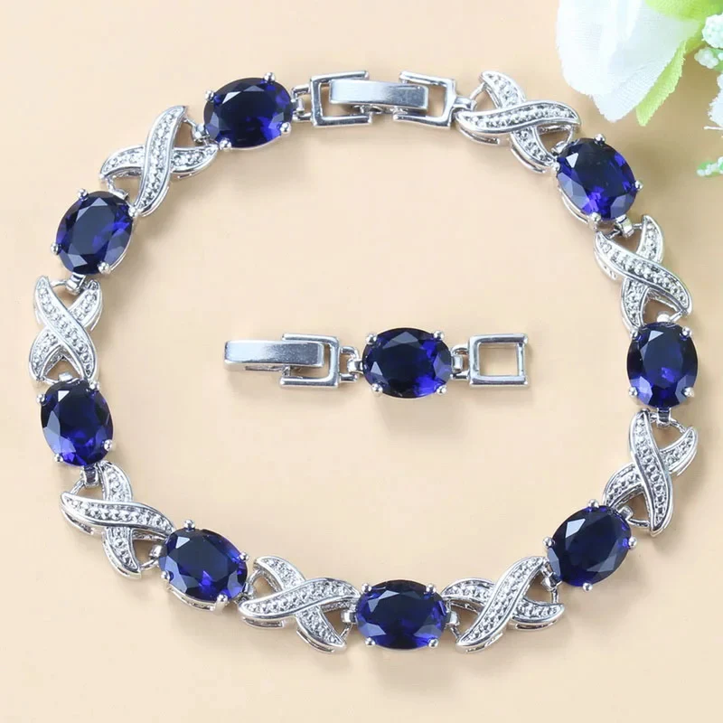 Blue Oval Crystal Bracelet