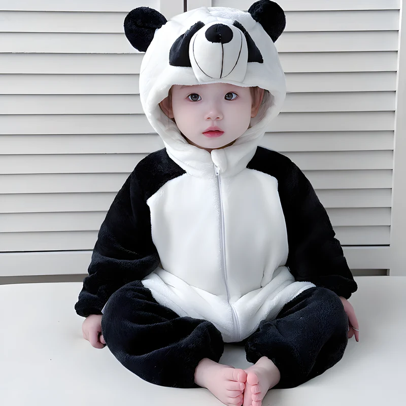 Fleece Animal Hooded Baby Romper