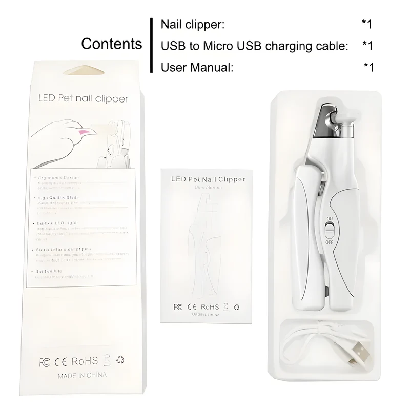 Rechargeable LED Pet Nail Clippers