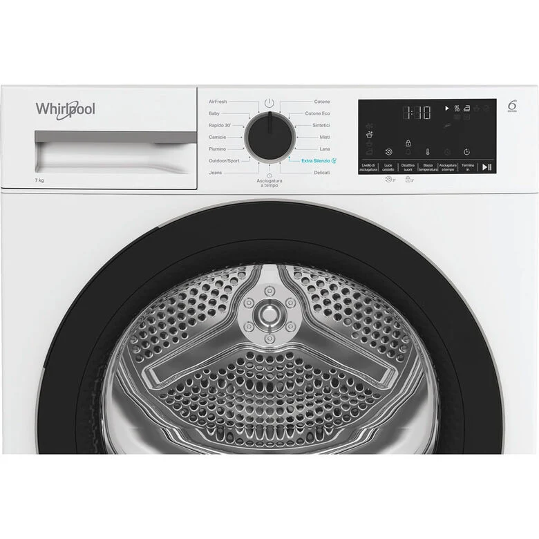 Whirlpool C WD R47M WBS IT, Capacità 7kg, classe C, colore White, Display digitale XL, porta nera, Slim | Profondità mobile: 46 cm, Wi-Fi