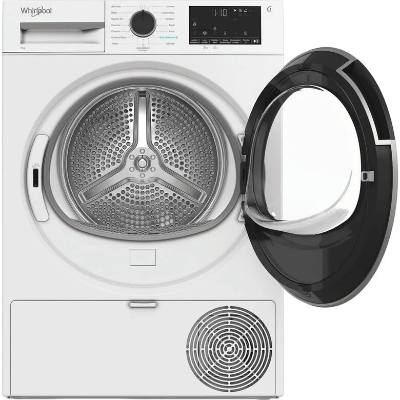 Whirlpool C WD R47M WBS IT, Capacità 7kg, classe C, colore White, Display digitale XL, porta nera, Slim | Profondità mobile: 46 cm, Wi-Fi