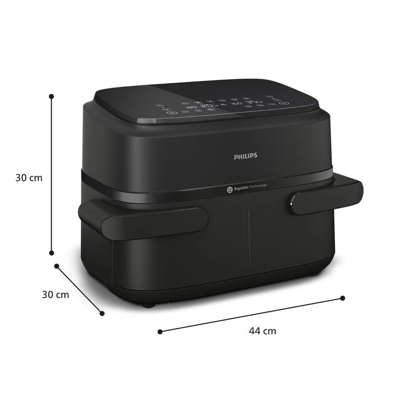 Philips Serie 1000 Airfryer con cestello flexi/doppio, friggitrice ad aria da 7.1L, 10 metodi di cottura, App per ricette NA150/00