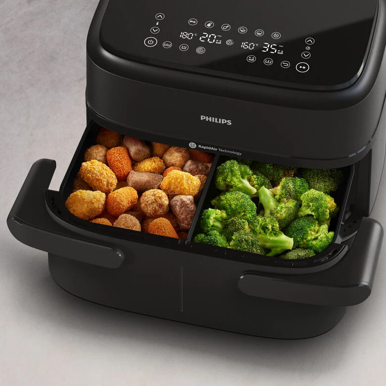 Philips Serie 1000 Airfryer con cestello flexi/doppio, friggitrice ad aria da 7.1L, 10 metodi di cottura, App per ricette NA150/00
