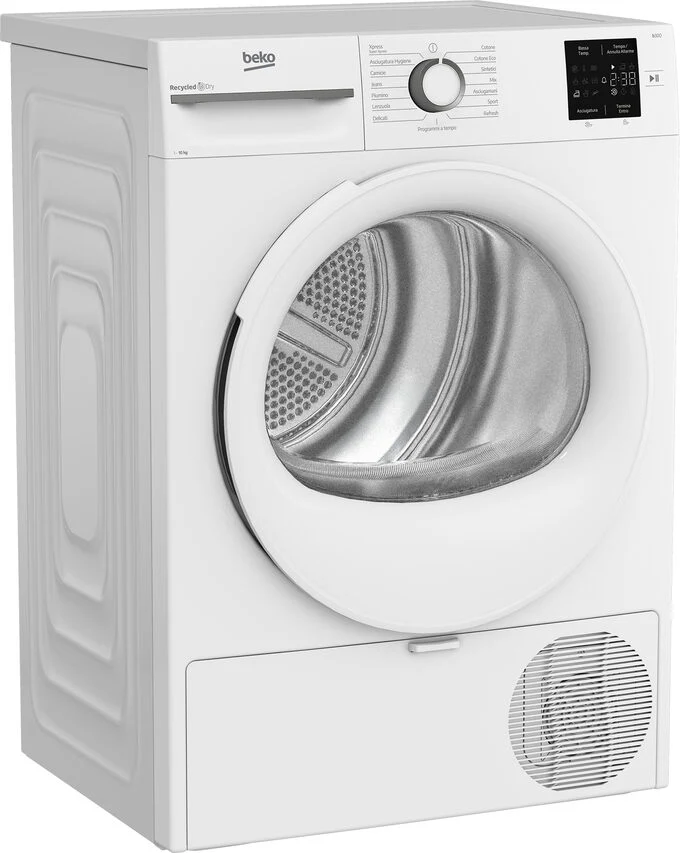 Beko Asciugatrice BMT103EW 10kg, classe D, linea estetica NX, display touch, colore bianco, oblò bianco
