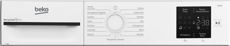 Beko BMT83EW 8kg, Classe D, Linea Estetica NX, motore asincrono, Display digitale, colore Bianco, oblò Bianco