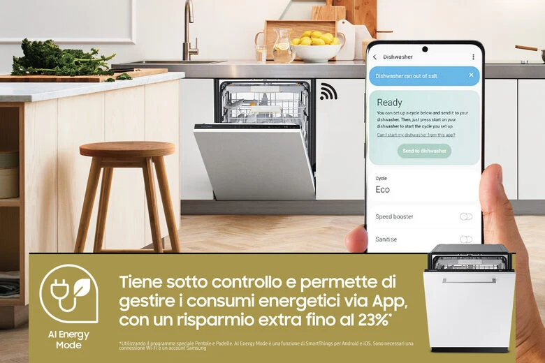 Samsung DW60CG880B00 Lavastoviglie a Incasso Scomparsa Totale Serie 8700 14 coperti A Terzo cesto per posate