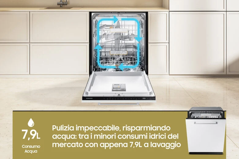Samsung DW60CG880B00 Lavastoviglie a Incasso Scomparsa Totale Serie 8700 14 coperti A Terzo cesto per posate