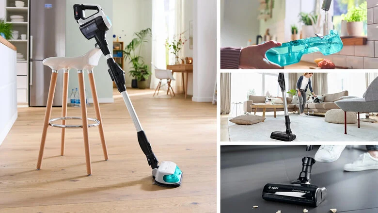Bosch Scopa elettrica lavapavimenti 2in1 Unlimited 7 ProHygienic Aqua Bianco
