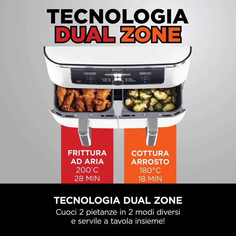 Ninja AF400EU Doppia 9,5 L Indipendente 2470 W Friggitrice ad aria calda Bianco