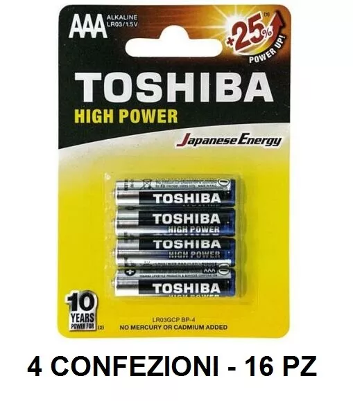 (4 Confezioni) Toshiba Batterie 4pz Ministilo Lr03gcp Bp-4 Aaa Telecomando Tv