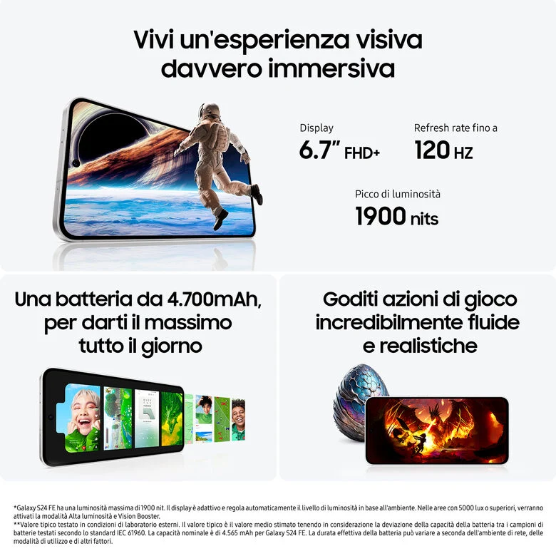Samsung Galaxy S24 FE , Smartphone AI, 8GB RAM, 128GB, Blue