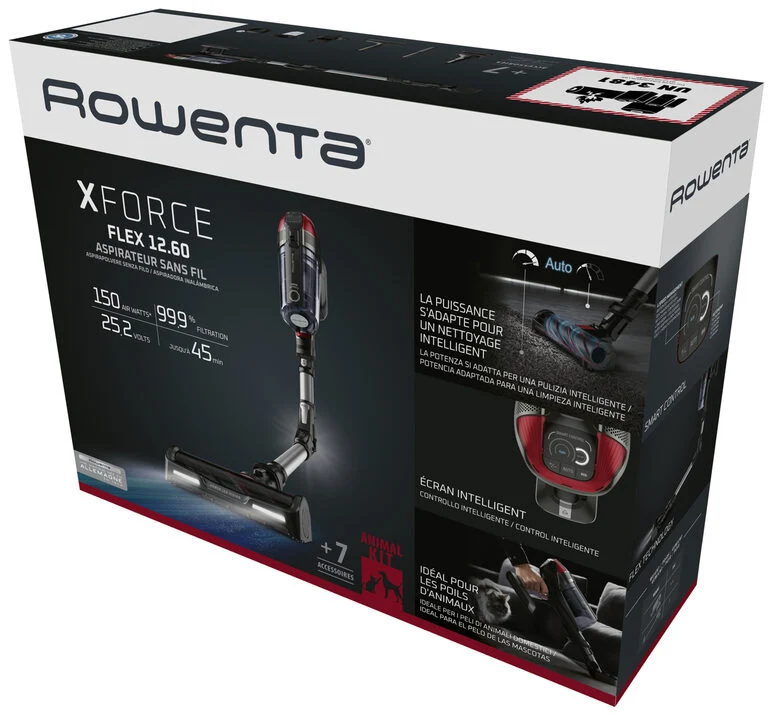 Rowenta X-Force Flex 12.60 RH98A7WO aspirapolvere senza filo Rosso, Grigio Senza sacchetto