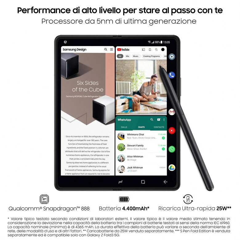 Samsung Galaxy Z Fold3 5G 256GB Phantom Black RAM 12GB Display 6,2"/7,6" Dynamic AMOLED 2X