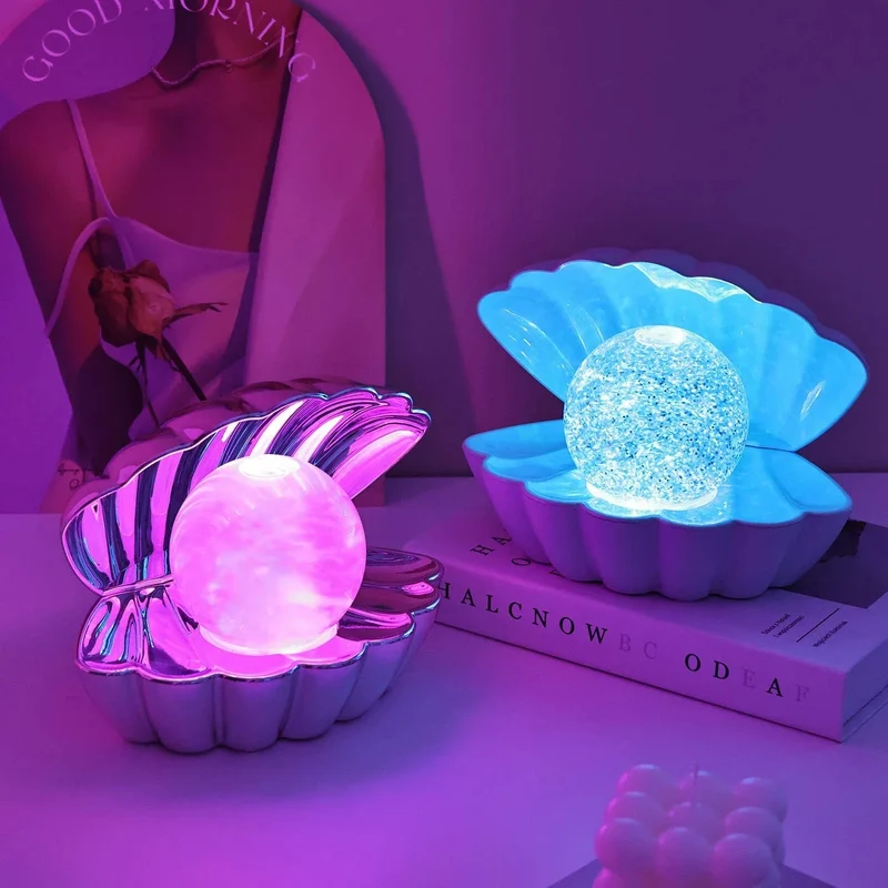 Neon Ambience Light Decorative Ornaments Shell-Shaped Small Night Bedside Table Lamp