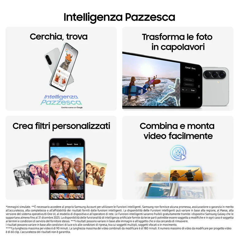 Samsung Galaxy A56 5G, Smartphone con Funzioni intelligenti, Display Super AMOLED 6.7”, 8GB RAM, 128GB, Camera 50MP, Batteria 5.000 mAh, IP67, Awesome Olive