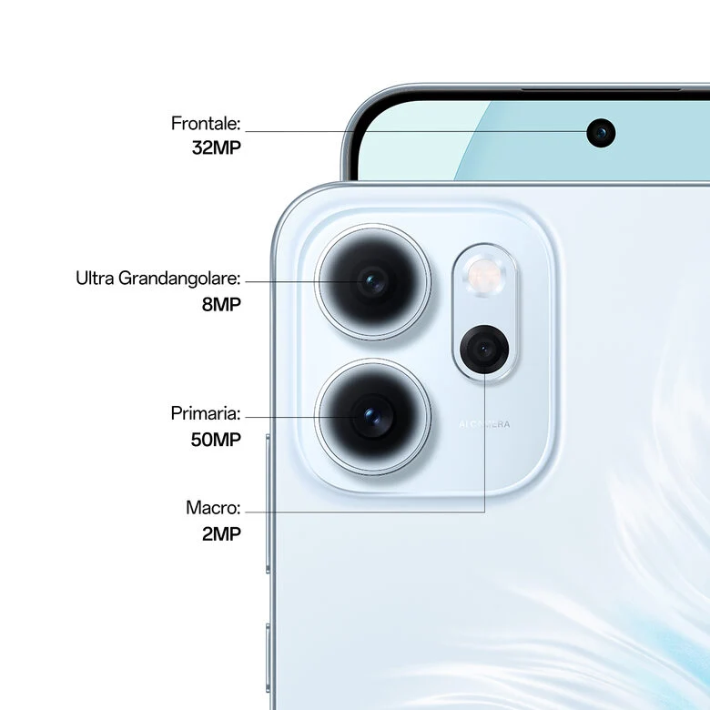 OPPO 14 F 5G Reno14 F Smartphone 5G 16,7 cm (6.57") Doppia SIM Android 15 USB tipo-C 8 GB 256 GB 6000 mAh Blu