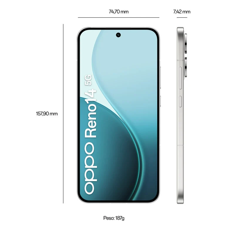 OPPO 14 5G Reno14 Smartphone 5G 16,7 cm (6.59") Doppia SIM Android 15 USB tipo-C 12 GB 512 GB 6000 mAh Bianco