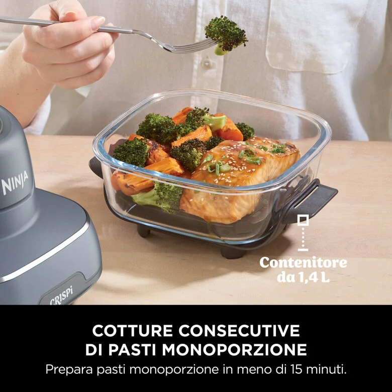 Ninja CRISPi Singolo 3,8 L 1700 W Friggitrice ad aria calda Blu, Grigio, Trasparente