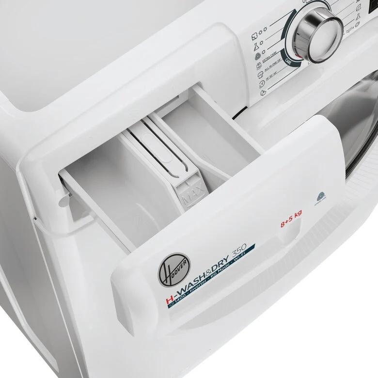 Hoover H3DP4854TA6/1-S H-WASH&DRY 350 Lavasciuga A Libera Installazione 8/5 Kg, 1400 Giri, Auto Care, Tecnologia Active Balance, Classe D, Bianco