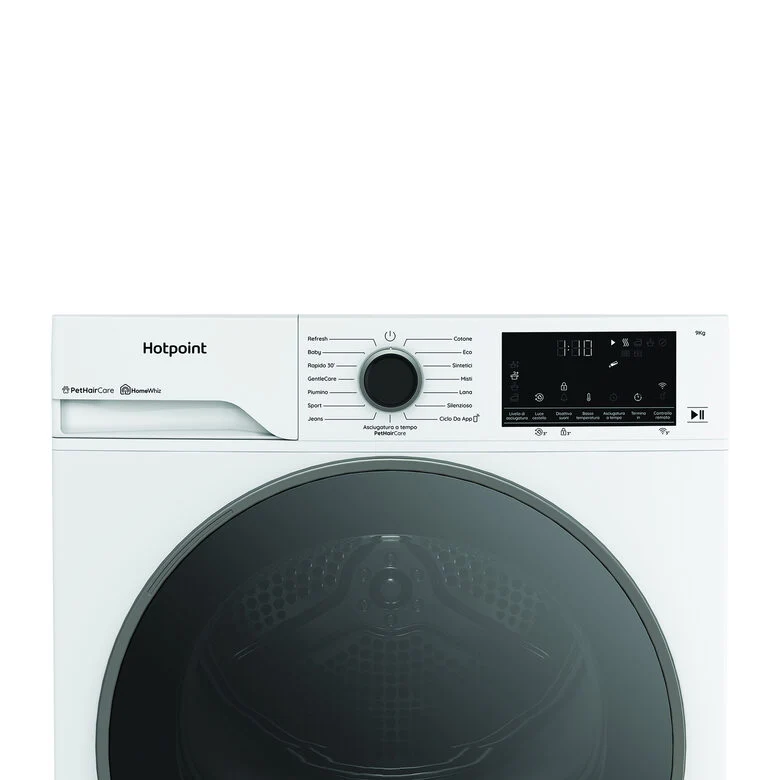 Hotpoint Ariston HPT 96D BS IT Asciugatrice A Libera Installazione 9 Kg, Pompa Di Calore Délica, PetHairCare, Classe A, Bianco