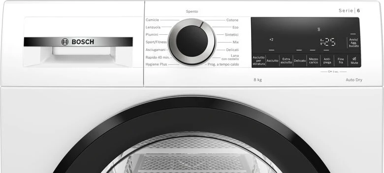Bosch WQG233d1II Serie 6 Asciugatrice A Libera Installazione 8 Kg, Pompa Di Calore, Auto Dry, Filtro Easy Clean, Classe C, Bianco