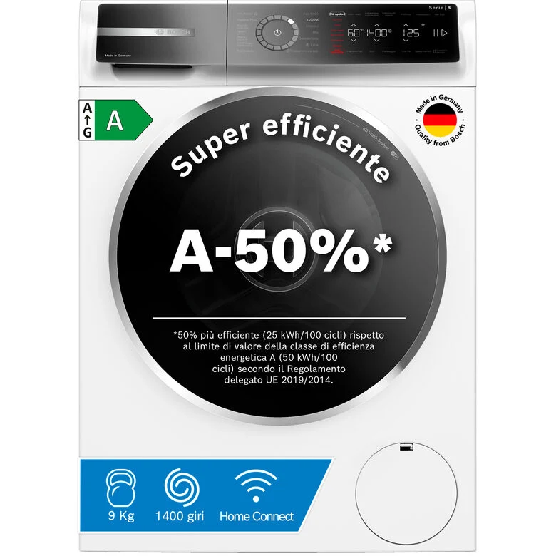 Bosch Serie 8 WGB24402IT Lavatrice a carica frontale 9kg 1400g/min Bianco A-50%