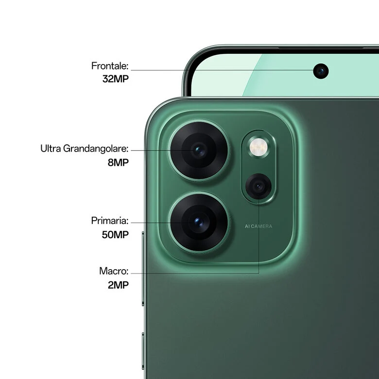 OPPO 14 F 5G Reno14 F Smartphone 5G 16,7 cm (6.57") Doppia SIM Android 15 USB tipo-C 8 GB 256 GB 6000 mAh Verde